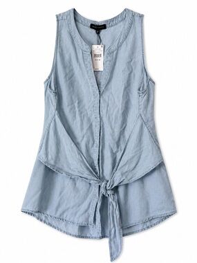NWT- Sanctuary Light Blue Sleeveless Tie-Front light weight Top  size M